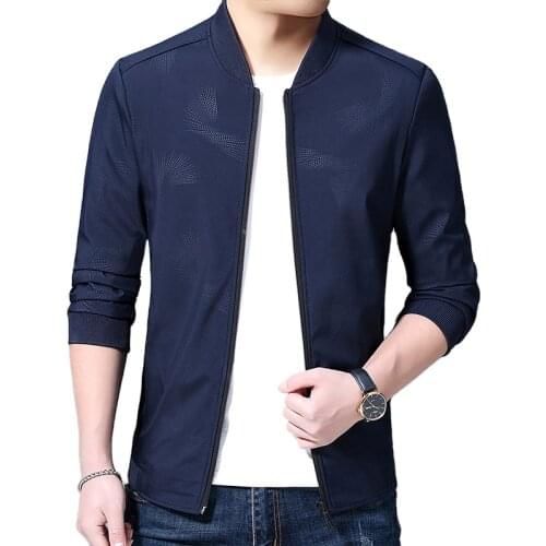 2021 Spring Autumn Fashion Plus Size 4XL Pattern Casual Classic Zipper Stand Collar Men Jacket