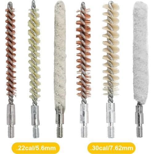 3Pcs Gun Barrel Cleaning Rod Brush Head Kit for .22cal/5.56mm .30cal/7.62mml Rifle Pistol Gun Cleaning Hunting Tools