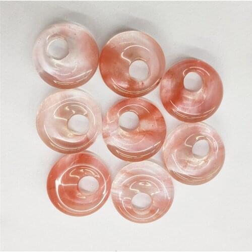 8Pcs 20x7mm Red Cherry Quartz Donuts Pendant Bead For DIY Jewelry Necklace Bracelet Making Accessories Creative Gifts