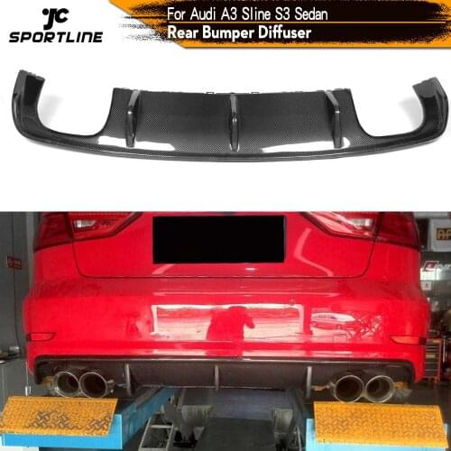 Rear Bumper Guard Lip Diffuser Spoiler for Audi A3 Sline S3 Sedan 4-Door 2013 2014 2015 2016 Carbon Fiber / FRP