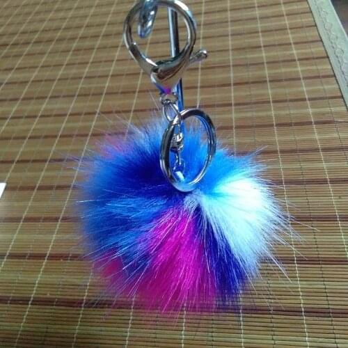 Fashion Colorful Pompon Key Chain Fluffy Fake Fur Ball Key Ring Cute Pendant Bag Charming Big Key Holder Personality Gifts
