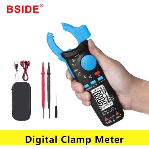 Mini Digital Clamp Meters BSIDE ACM Series True RMS DC AC Current Voltage Ohm Temp Capacitance Hz NCV Tester Ammeter Multimeter
