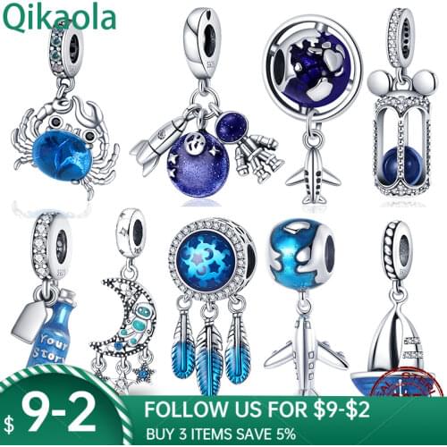 Qikaola Fish Beads Charms Fit Original Pandora Bracelet For Women DIY Jewelry Making Hot Sale 925 Sterling Silver CMS1517
