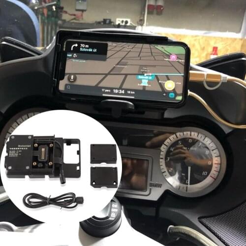 For BMW R1200GS Mobile Phone Navigation Bracket ADV F700 800GS CRF1000L Africa Twin For Honda Motorcycle USB Charging 12MM Mount