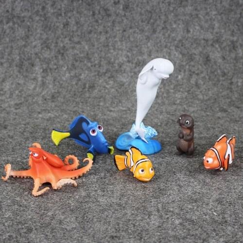6pcs/Set 4-10cm Finding Nemo Dory Dolphins Otter PVC Action Figure Classcial Cartoon Cute Animals Mini Model Toys