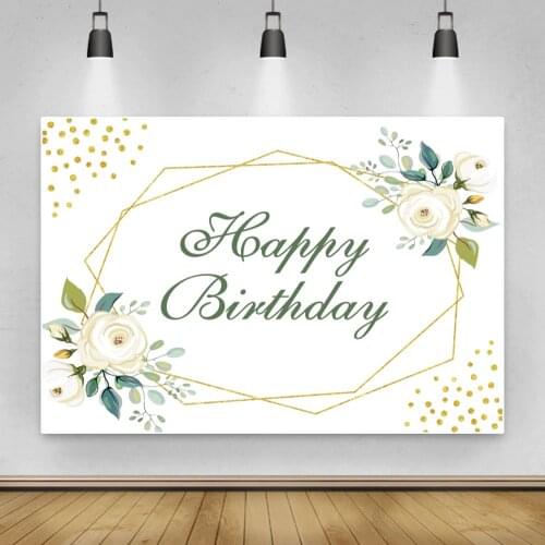 Birthday Backdrop Photography Flowers Girl Baby Birthday Party Banner Poster Customized Photographic Backdrop Photo Studio