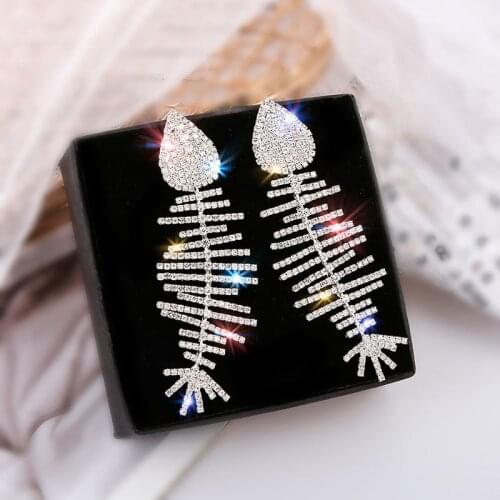 Europe and America exquisite exaggerated fish bone shape pendant womens earrings high quality hypoallergenic earrings ear nail