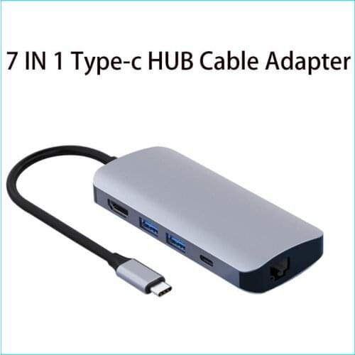7 IN 1 Type-c HUB Cable Adapter To USB 3.0 HDMI-compatible 4K VGA USB C HUB Docking Station Ports SD Card Ports for Laptop