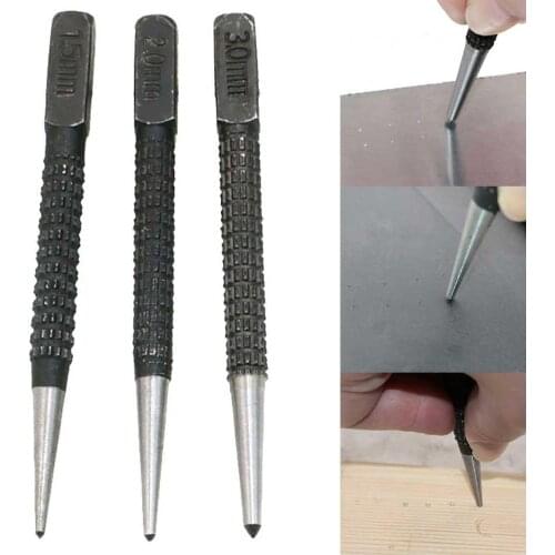 3Pcs 1.5mm/2mm/3mm Alloy Steel Center Punch Metal Wood Marking Drilling Tool brocas para metal broca madeira core for metal