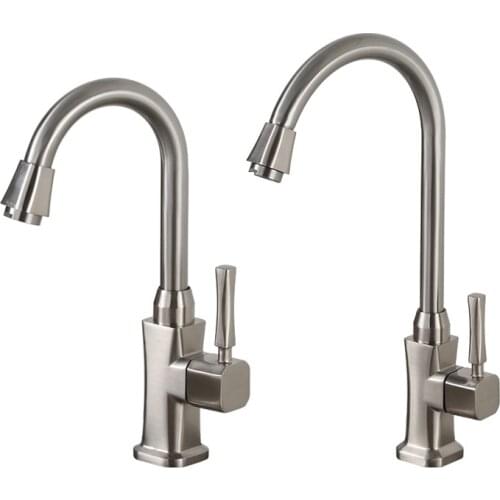 Kitchen Faucet Zinc Alloy Brushed Process 360 Degree Rotatable Spout Sink Basin Water Faucet Single Cold Water Tap Deck Mounted