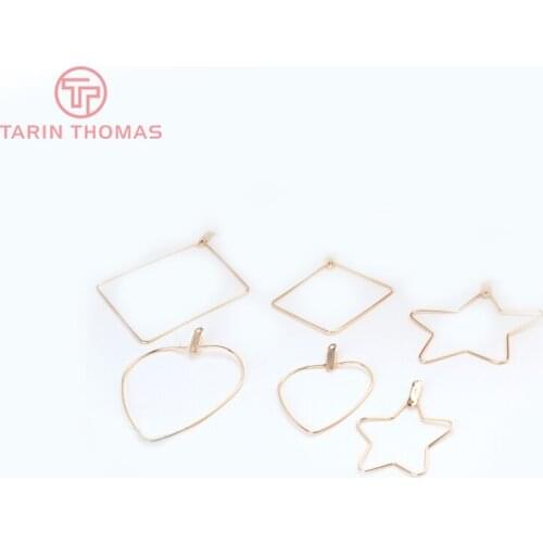 10PCS 24K Gold Color Plated Brass Star Heart Earring Connector for DIY Earrings Jewelry Making Findings