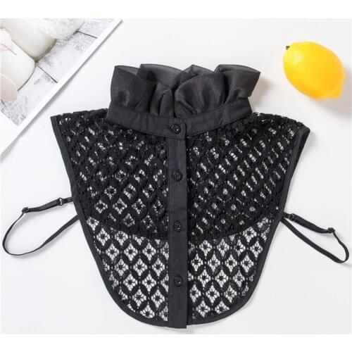 Linbaiway Women Lace Hollow Stand Fake Collar Detachable Lapel Choker Necklace Shirt Blouse Shirt Sweater Female False Collar