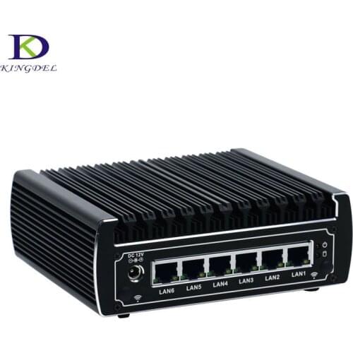 Multi-Function Fanless Mini PC Dual Core Intel Celeron 3865U/i3 7100U DDR4 Mini Plam PC with 6*LAN HTPC HDMI 1*COM USB3.0