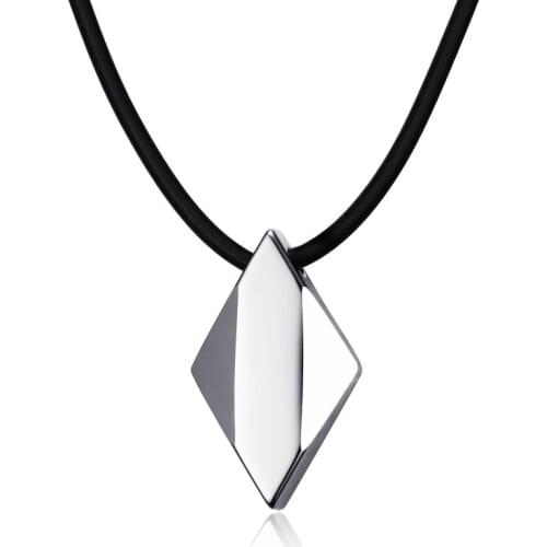 2021 Fashion And Simple Style Tungsten Steel Pendant Diamond Shaped Glossy Lettering Personalized Jewelry Suitable For Men