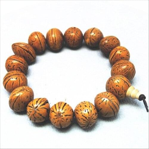 1PC natural peach nuts fruit seeds men bracelets size 15x17mm powerful bracelets religious jewelry