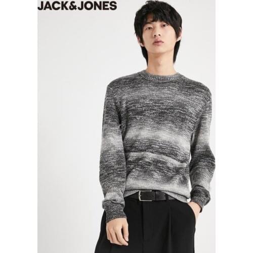 JackJones Mens Casual Gradient Ribbed Round Neckline Pullover Woolen Knit Sweater | 220424021