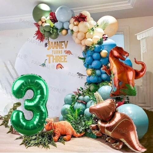 1Set Dinosaur Party Theme Garland Arch Balloons Kit Tyrannosaurus Aluminium Foil Balloon Kids Birthday Baby Shower Party Globos