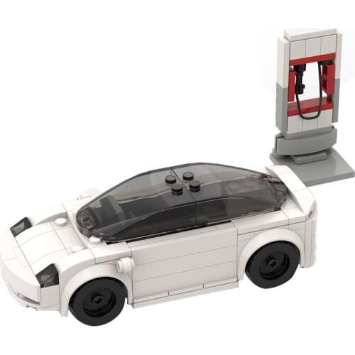 MOC New Electric Vehicles New Energy Car Medol 3 DIY Building Blocks Assembling High-Tech Car Toys Childrens Toys Holiday Gifts