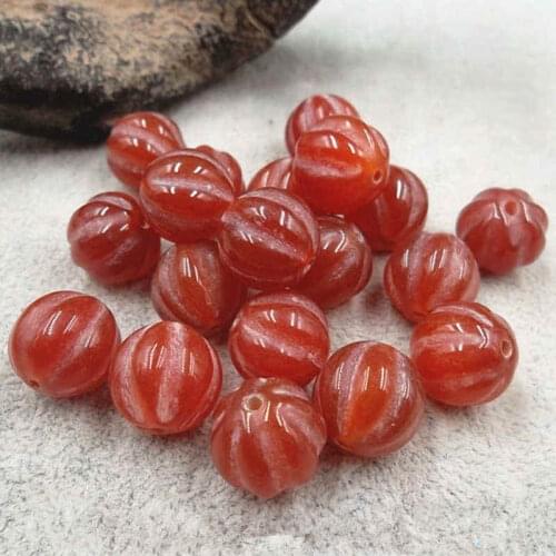 Wholesale 50pcs Natural Red Carnelian Carved Pumpkin Beads 8mm 10mm 12mm 14mm 16mm 18mm 20mm Free Shipping TSB0456