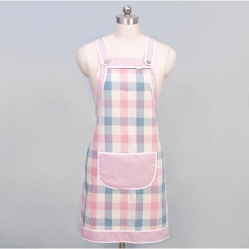 Original Korean simple small fresh blue plaid strap apron designer painting apron