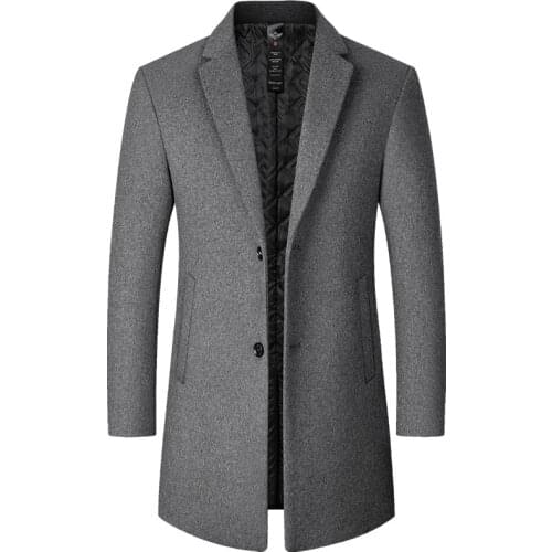 2021 Autumn And Winter New Style Mens Woolen Coat Mid-Length Trench Overcoat Multi-Color Male Wear Jacket Padded Suit Collar