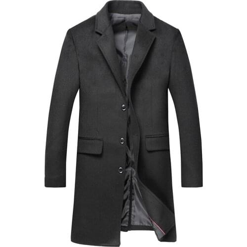 Autumn Winter Men Long Casual Wool Coat Boys Winter Woolen Jacket Oversize Male Thick Warm Outerwear 4xl Button Up Blend Coat