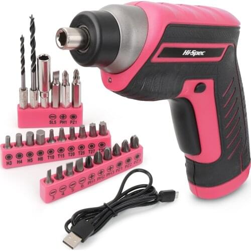 Hi-Spec 3.6V Smart Cordless Screwdriver Rechargeable Lithium Battery Screwdriver Power Screwdriver with 26pc CRV Bit Set