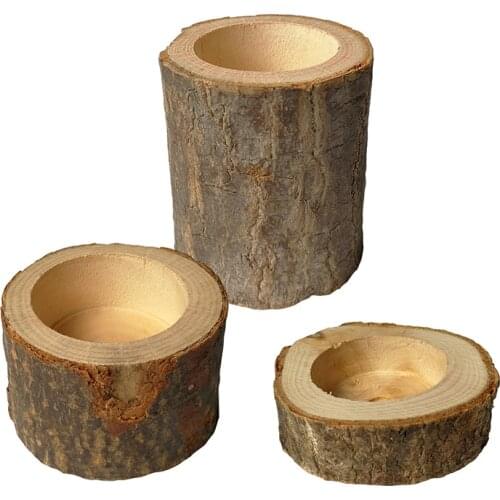 New Pillar Design Tealight Candlestick Holder Mini Flower Pot for Home Bar Garden Wooden Candle Holders Decoration 3 Size Option