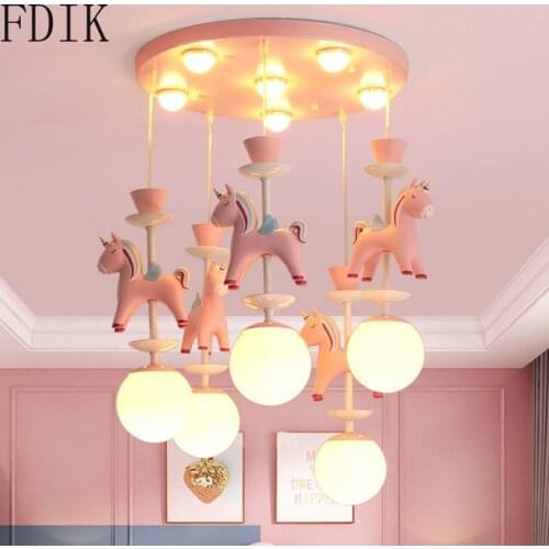 New Carousel Ceiling Hanging Lights Childrens Room Chandelier Boys and Girls Princess Room Lamp Living Room Decoration Lighting