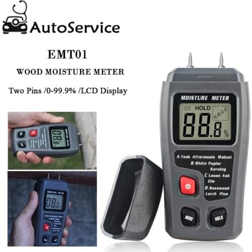 Portable Two Pins Digital Wood Moisture Meter 0-99.9% Wood Hygrometer Timber Tree Density Digital Electrical Tester Measuring to