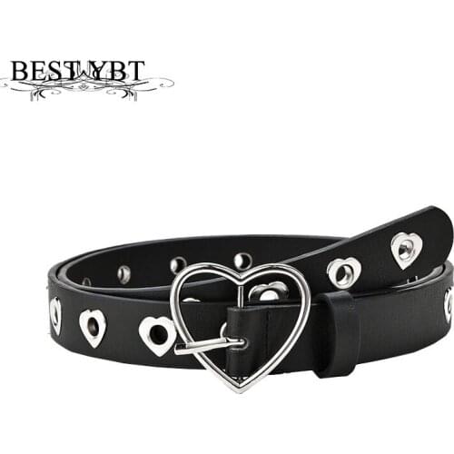 Best YBT Imitation Leather Womens Belt Alloy Pin Heart Buckle Belt Creative Decorative Fashion Womens Belts For Jeans