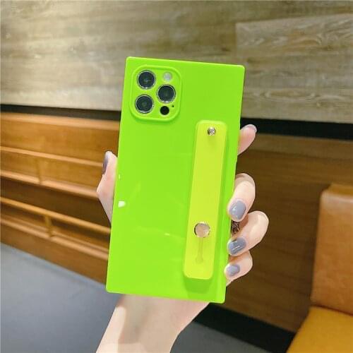 12 Pro Case Luxury Square Candy Phone Holder Cases for iPhone 11 Pro Max 7 8 Plus XS MAX XR X Neon Color Silicone Cover SE 2020