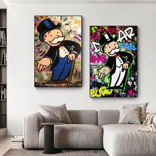 Modern Home Decor Pictures Alec Graffiti Art Money BackgroundPaintings On Wall Art Canvas Posters and Prints The World Is Yours