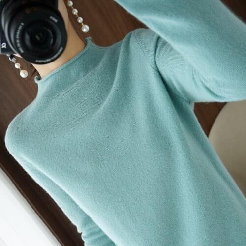 Korean Style Loose Sweater Women Pullover Casual Half Turtleneck Long Sleeve Knit Sweater Female Jumpers Solid Basic Sweater