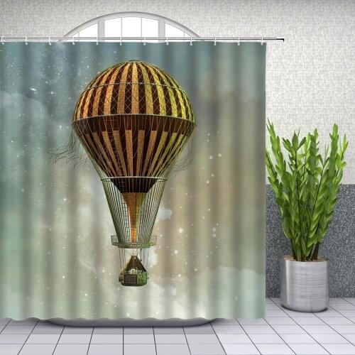 Cartoons Shower Curtains hot airballoon landscape 3D print Bathroom Home Decor Waterproof Polyester Bath Curtain With Hooks