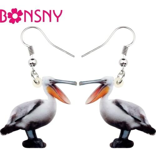 Bonsny Statement Acrylic Novelty Pelican Bird Earrings Dangle Drop Wild Animal Jewelry Gift For Women Girls Teens Pendant Bijoux