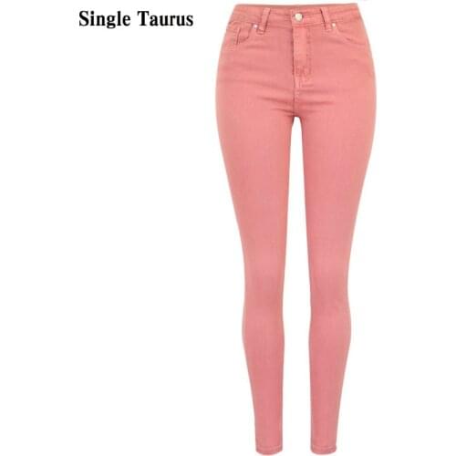 Female Pink Skinny Jeans High Waist Push Up Fashion Slim Pencil Pants Mujer Streetwear Kawaii Girls Denim Trousers Femme