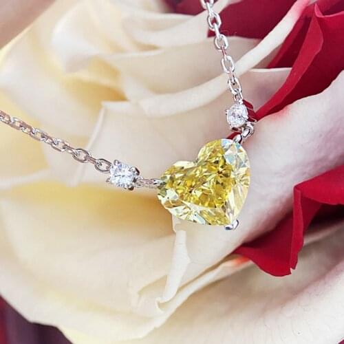 KOFSAC Trendy Heart Silver Color Necklaces For Women Valentines Day Gifts Romantic Zircon Pink Love Engagement Jewelry Joyas