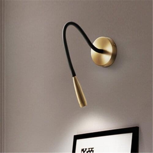 Golden Nordic Minimalist Bedside LED Wall Lights Creative Art Bend Mirror Lights Living Room Aisle Hotel Cafe Wall Lamp