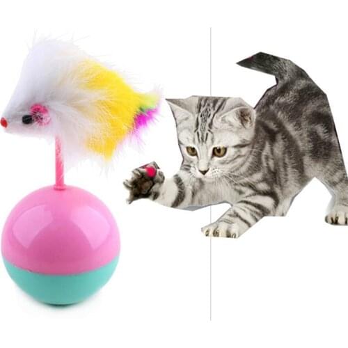 1pc Diameter 5.5cm Tumbler Ball Pet Cat Toys Interactive Feather False Mouse Toys For Cats Scratching Training Supplies