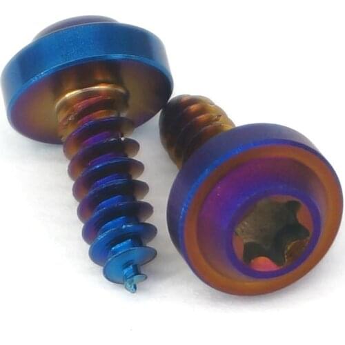 2 PCS M5x15mm Burn Blue GR5 Titanium Flange Hex Head Self Tapping Screw