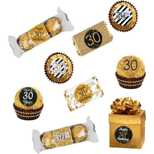 216pcs/11*22cm 18 30 40 50 60 70 80 Year Old Candy Sticker Happy Birthday Round Label Birthday Decor Party Supplies Decoration