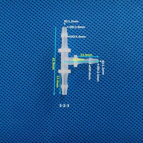 3mm x 2mm x 3mm Plastic Pipe Fitting Pagoda Barbed Reducing 3 Way Tee Type Hose Connector Tube Joint for Garden