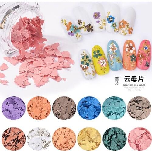 6 Boxes Nail Art Jewelry BLC Mineral Color Film Flower Mica Ceramic Piece Irregular Sequins Patch DIY 2 Type To Choose
