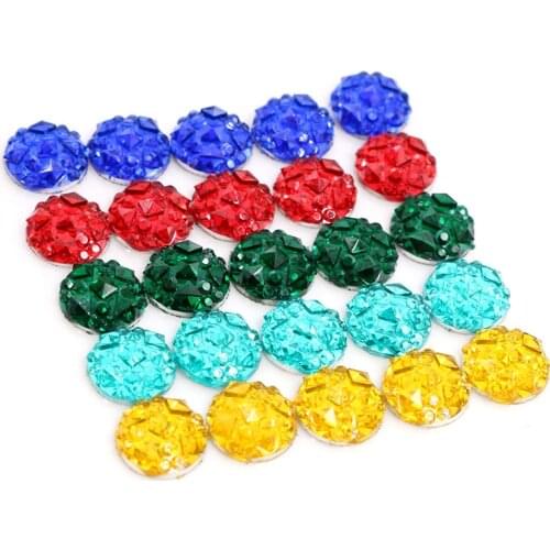 8mm 40pcs Red/Green/Yellow/Blue 5 Colors Natural Baroque Style Flat back Resin Cabochons For Bracelet Earrings accessories