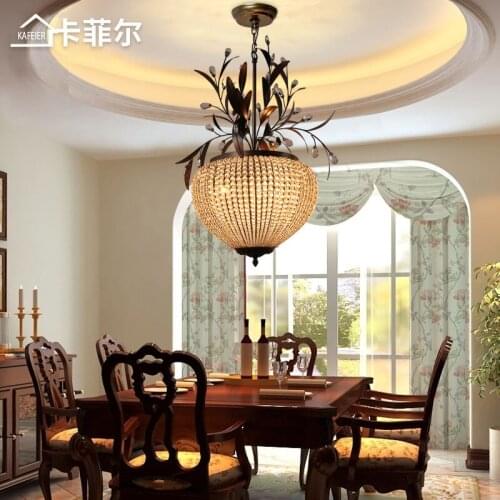 American chandelier creative lamps personality tree-shaped iron art living room lamp dining room lamp retro crystal lamp