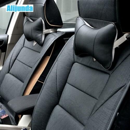 2 PCS Mini PU Leather Car Headrest for Audi Q3 Q5 SQ5 Q7 A1 A3 S3 A4 S4 BMW 1 2 3 4 5 6 7 Mercedes-Benz A B C Car accessories