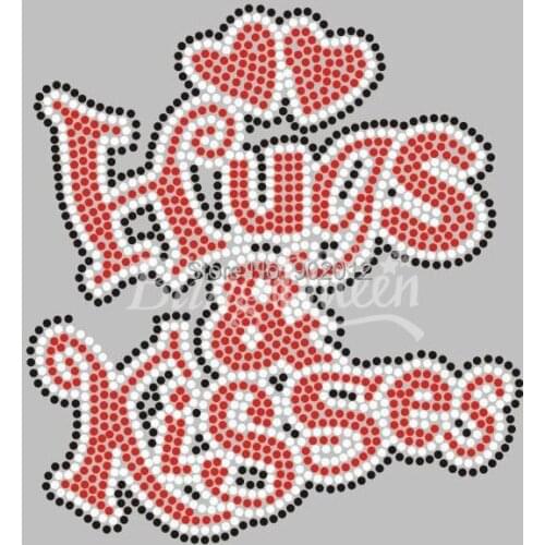 BlingQueen 25PCS/LOT Korean Rhinestone Iron On Transfers Hugs Kisses Design