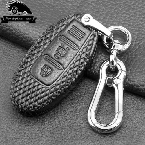 Genuine Leather Car Key Case Auto Key Fob Holder Cover Shell for Nissan X-trail Note Tiida Qashqai Juke for Infiniti Car Styling