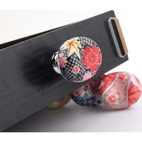 Color Ceramic Japanese Broad Bean Handle Hand-painted Small Knob Single Hole Furniture Door Knob